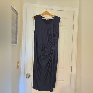 Nine Britton Navy Blue Midi Dress with Knot Detail